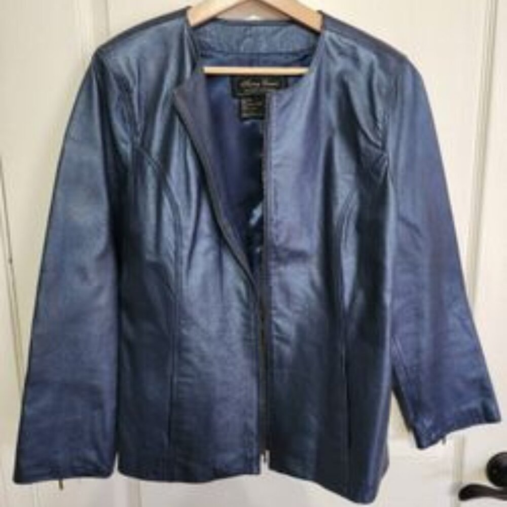 Women's Blue Leather Jacket